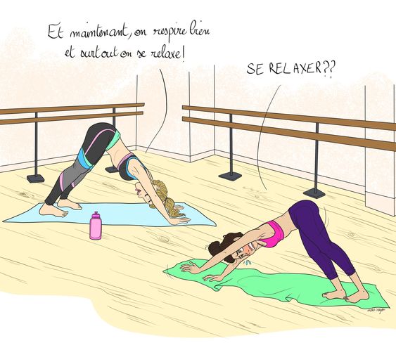 Débutants au yoga : illustration comique