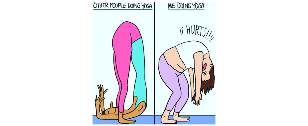 Débutants yoga : illustration comique