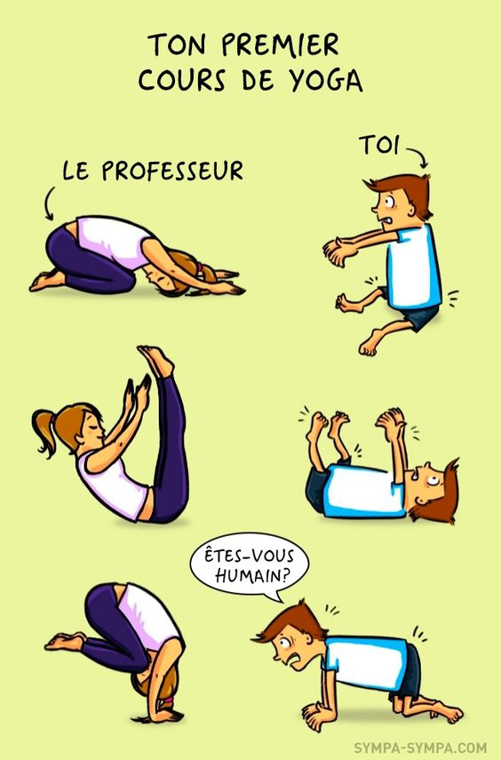 Débutants au yoga : illustration comique