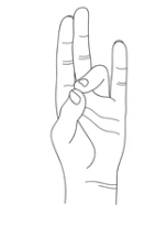 Prithvi mudra : ongle de l'annulaire sur le pouce