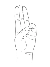 Varuna mudra : ongle du petit doigt sur le pouce